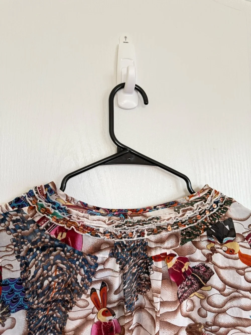 Prada Whimsical Print Vintage 100% Silk Blouse - Picture 8 of 12